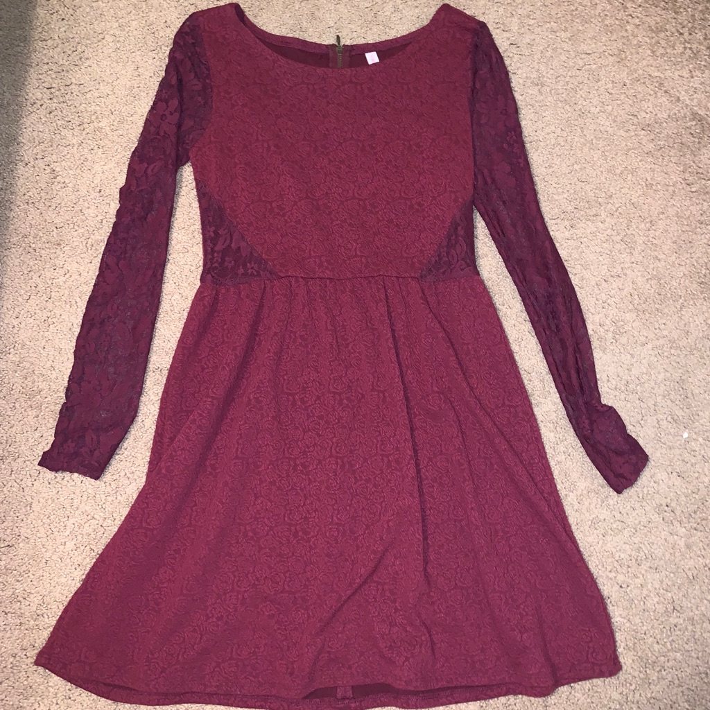 Maroon Lace Dress